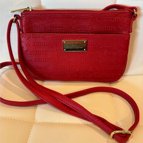 Juicy Couture Handbags - Juicy Couture Red Leather Crossbody Bag with Gold Accents